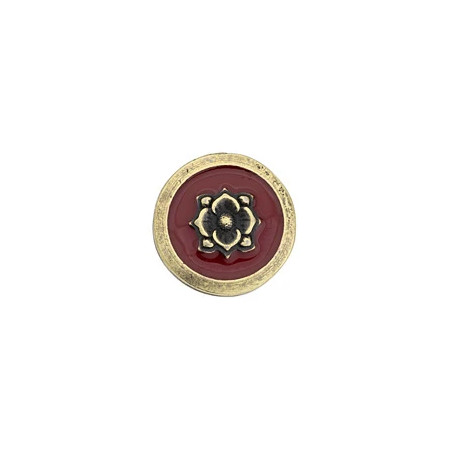 TierraCast BUTTON-Blossom Cherry with Red Enamel-Antique Brass Plated