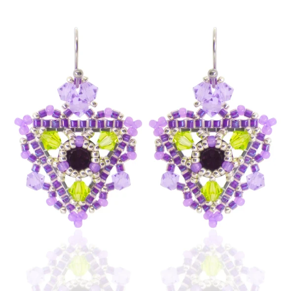 Purple Prism Earrings Tutorial by Eureka Crystal Beads