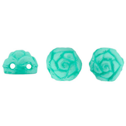 2-Hole ROSETA CABOCHON 6mm Czech Glass Beads Neon Silk Mint