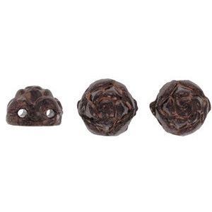 2-Hole ROSETA CABOCHON 6mm Czech Glass Beads Dk Bronze