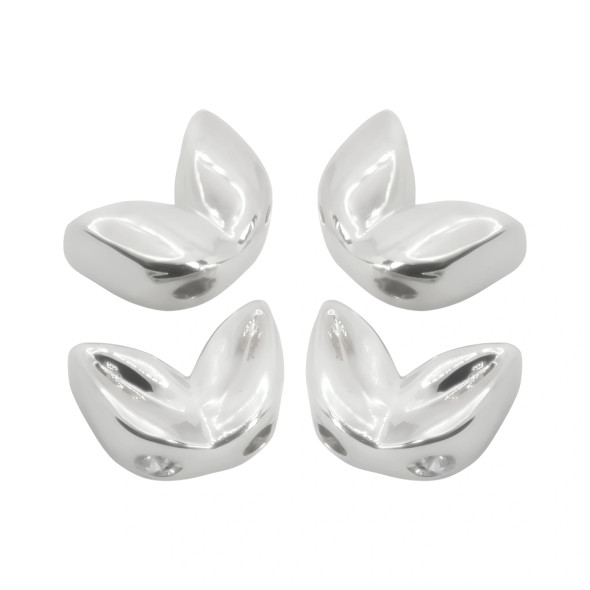 White Gold Plated LEAF SHAPE BEAD 7mm