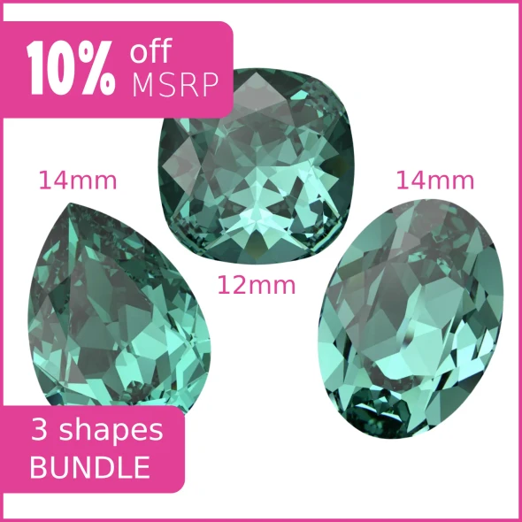 Recreated Caribbean Green Swarovski Crystal Fancy Stones Bundle