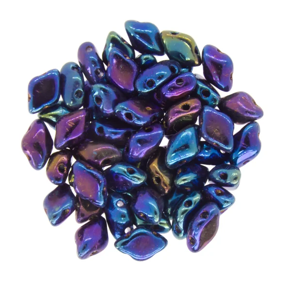 2-Hole GEMDUO 8x5mm Czech Glass Beads JET BLUE IRIS