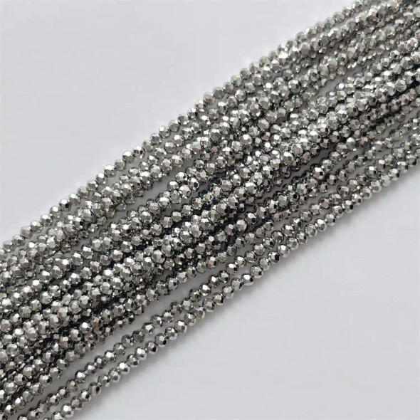 Chinese Crystal Rondelle Beads 3x2mm SHINY SILVER