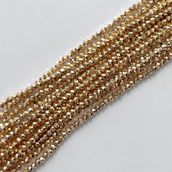 Chinese Crystal Rondelle Beads 3x2mm SHINY GOLD