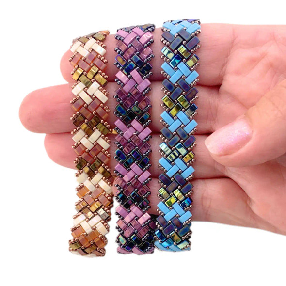 Half Tila Herringbone Bangle Bracelet Tutorial by Orchid and Opal