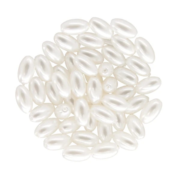 Krakovski Crystal Rice Pearls 6mm WHITE (Pack of 50)