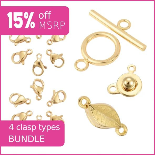 Clasp Essentials Set of 4 Types of Clasps in 24k Gold Bundle