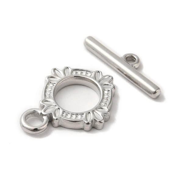 Stainless Steel TOGGLE CLASP Byzantine Style Flower 17.5mm