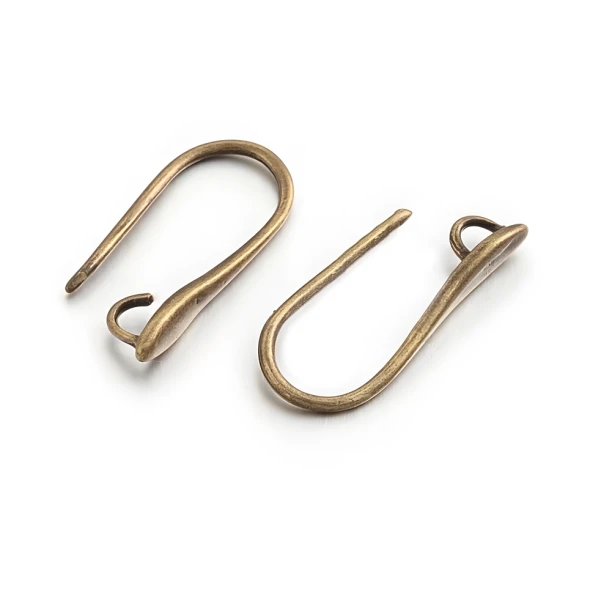 EAR WIRE Hook w/Loop and Flat Leaf Shaped Front 20mm Antique Bronze Plated
