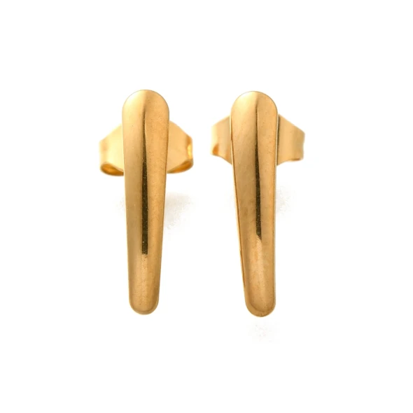 EARRING POSTS Teardrop w/Back Loop 15mm 18K Gold Plated Stainless Steel