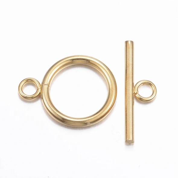 Stainless Steel TOGGLE CLASP Round 21x16mm 18K Gold Plated