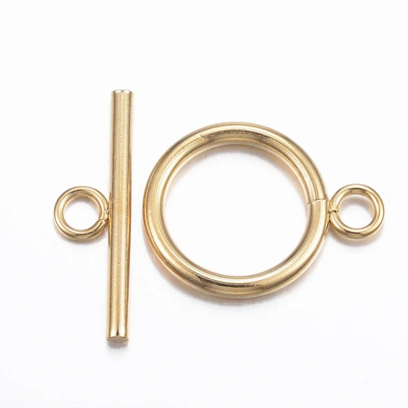 TOGGLE CLASP Round 21x16mm 18K Gold Plated Stainless Steel