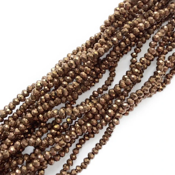 Chinese Crystal Rondelle Beads 3x2mm MEDIUM BRONZE METALLIC