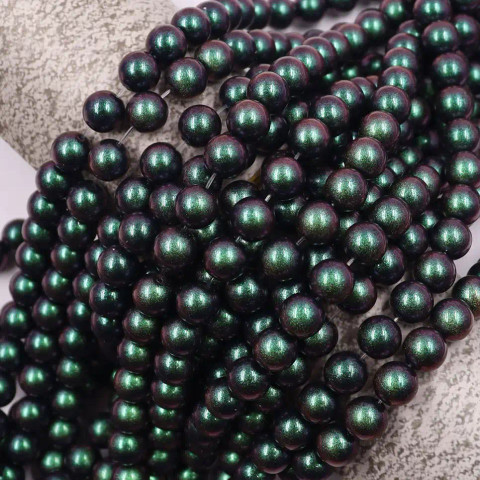 IRIDESCENT PEACOCK  Krakovski Crystal Round Pearls 6mm