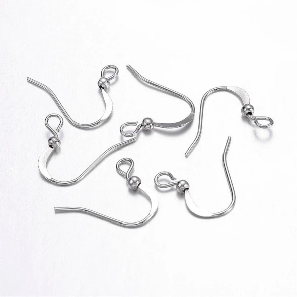 Platinum Plated Ear Wire FLAT FRENCH w/2mm Ball 15mm