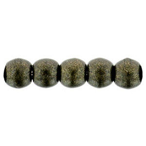 Czech Glass 2mm Round Druk Beads METALLIC SUEDE DK GREEN