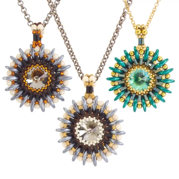 Eternal Sun Medallion Pendant Tutorial by Eureka Crystal Beads