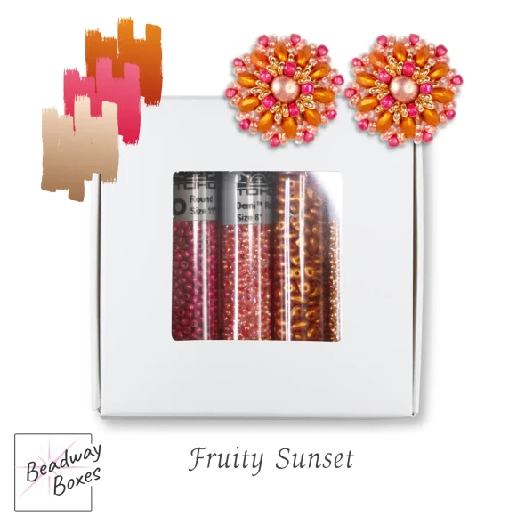 Baroque Blossom Earrings FRUITY SUNSET - PINK ORANGE Beads Set