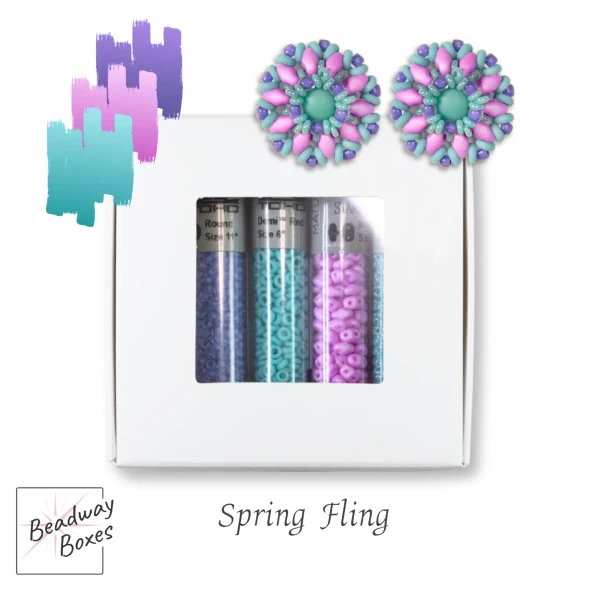 Baroque Blossom Earrings SPRING FLING - TURQUOISE VIOLET Beads Set