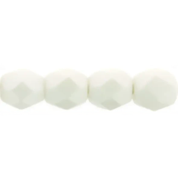 Firepolish 3mm Czech Glass Beads POWDERY PASTEL WHITE