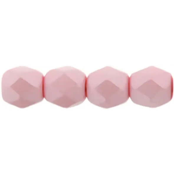 Firepolish 3mm Czech Glass Beads POWDERY PASTEL PINK