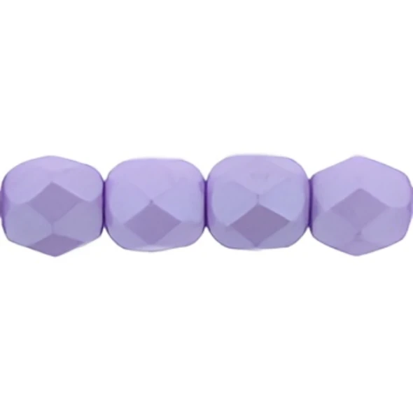 Firepolish 4mm Czech Glass Beads POWDERY PASTEL PURPLE