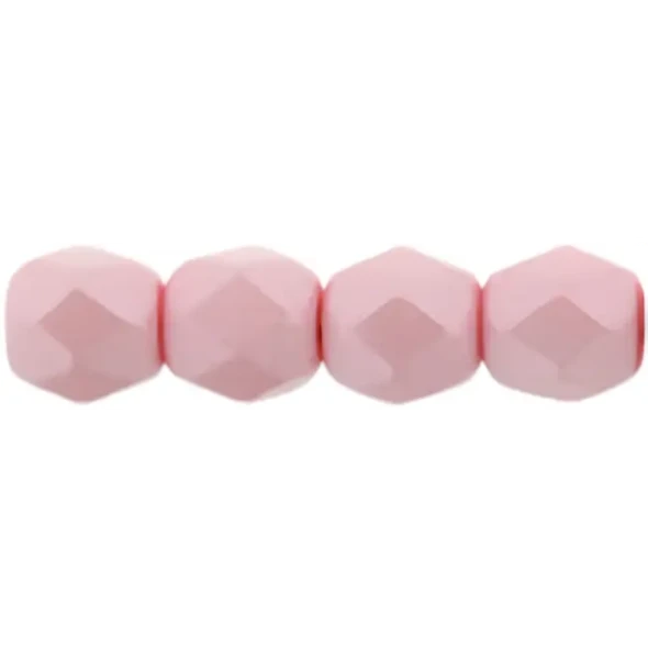 Firepolish 4mm Czech Glass Beads POWDERY PASTEL PINK