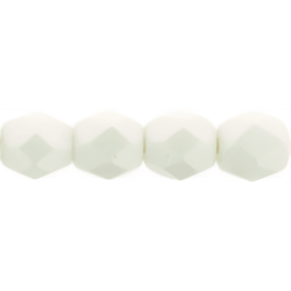 Firepolish 4mm Czech Glass Beads POWDERY PASTEL WHITE