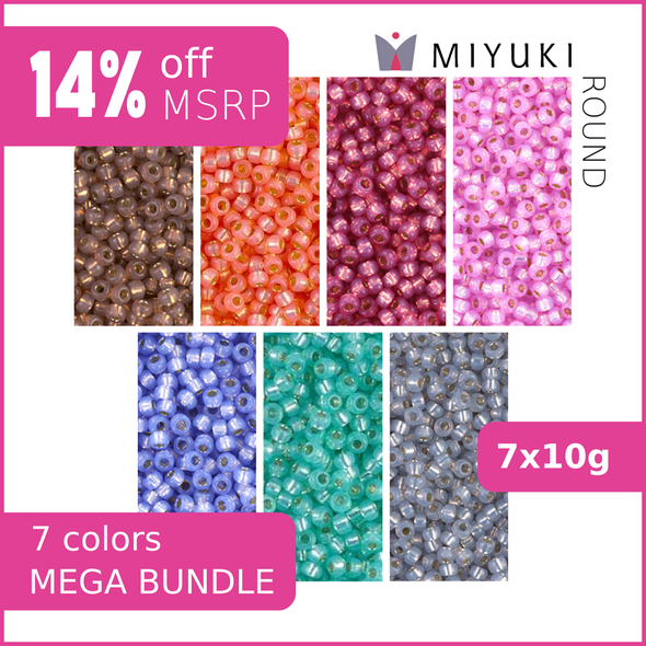 Miyuki Round 11/0 MEGA BUNDLE Dyed Silverlined Alabaster