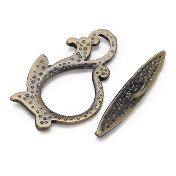 Antique Bronze Plated TOGGLE CLASP Large Curly Leaf 25mm