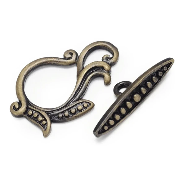 Large Curly Leaf  Antique Bronze Plated TOGGLE CLASP 25mm