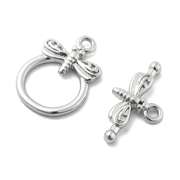TOGGLE CLASP Dragonfly 12mm Platinum Plated