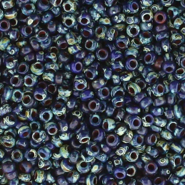 Miyuki ROUND 8/0 Seed Beads OPAQUE COBALT PICASSO
