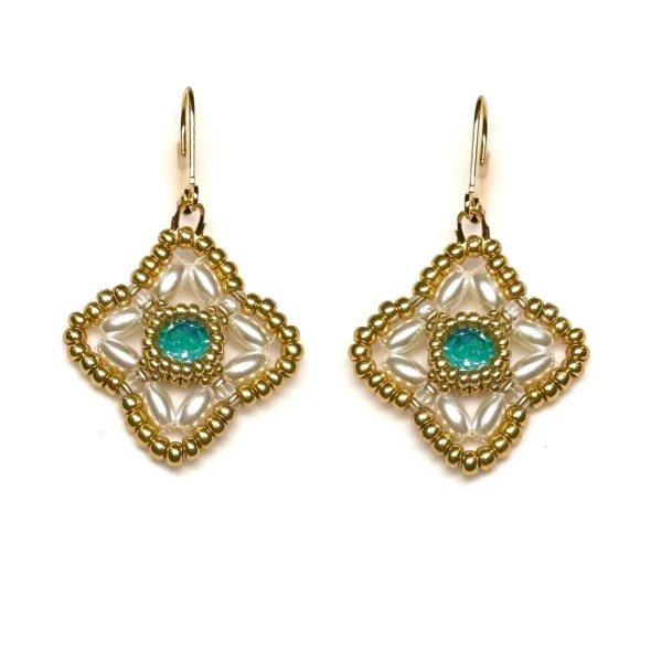 Rice Blossom Earrings Tutorial by The Little Beading Closet