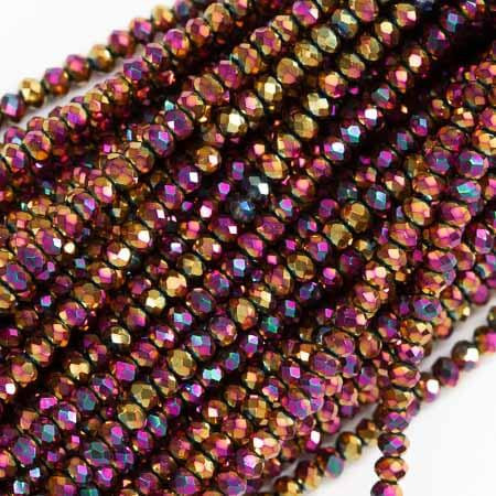 3.5x3mm RASPBERRY IRIS Chinese Crystal Rondelle Beads