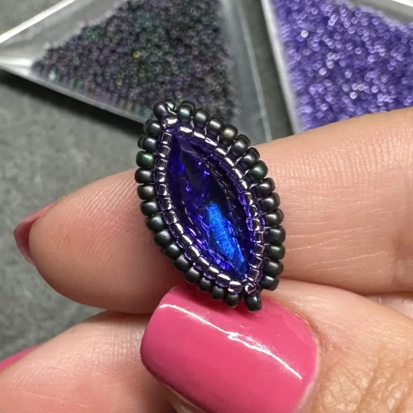 Easy DIY Square Stitch Beaded Bezel Navette Crystal Tutorial