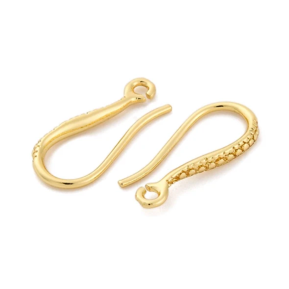 EAR WIRE Hook w/Decorative Textured Front 18x8.5mm Gold Plated