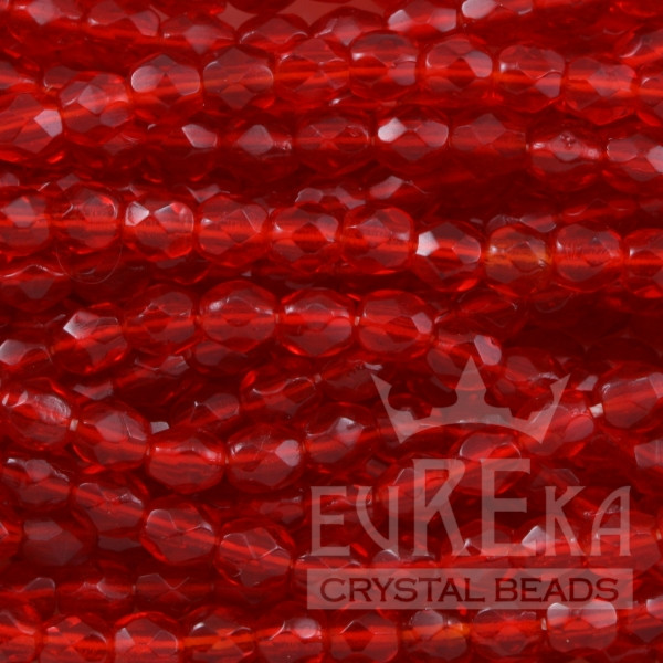 Firepolish 3mm Czech Glass Beads SIAM RUBY (Strand of 50)