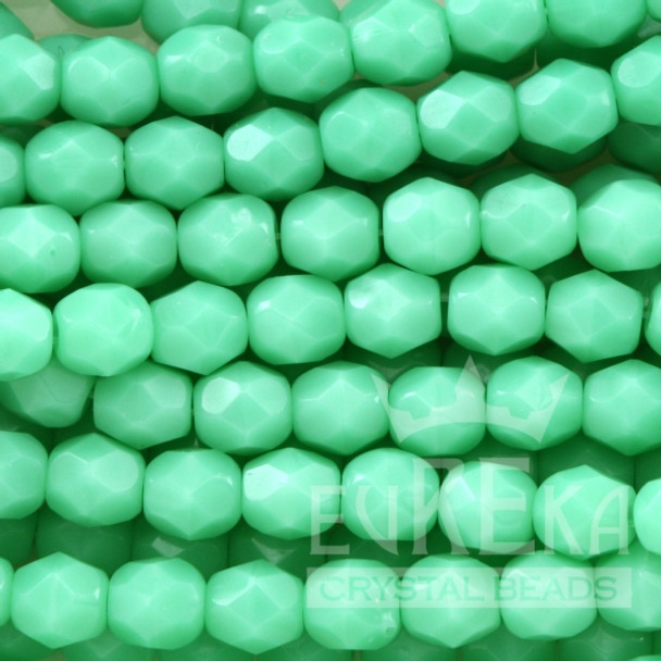 Firepolish 4mm Czech Glass Beads GREEN TURQUOISE (Strand of 50)