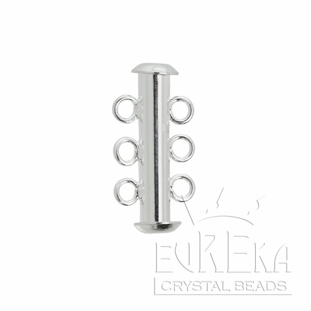 TUBE BAR Clasp 3-Strand 21mm Silver Plated