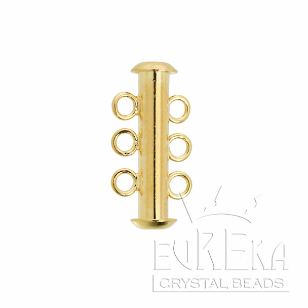 TUBE BAR Clasp 3-Strand 21mm Gold Plated