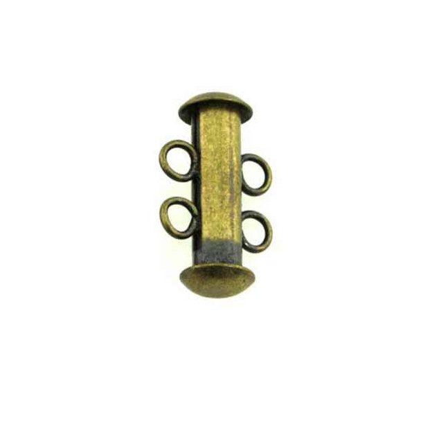 TUBE BAR Clasp 2-Strand 16mm  Antique Brass Plated