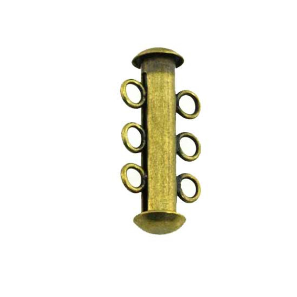TUBE BAR Clasp 3-Strand 21mm Antique Brass Plated