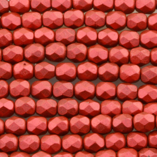 Firepolish 4mm Czech Glass Beads LAVA METALLIC MATTE
