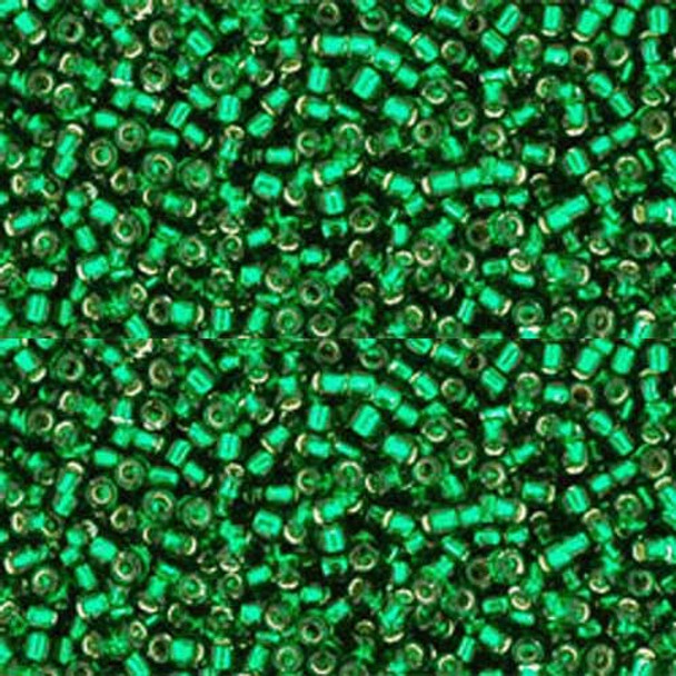 Toho ROUND 15/0 Seed Beads GREEN EMERALD SILVER LINED (2.5" tube)