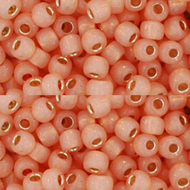 SIZE-6 #2111 MILKY PEACH SILVER LINED Toho Round Seed Beads