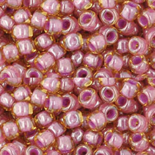 SIZE-6 #960 LIGHT TOPAZ PINK LINED Toho Round Seed Beads