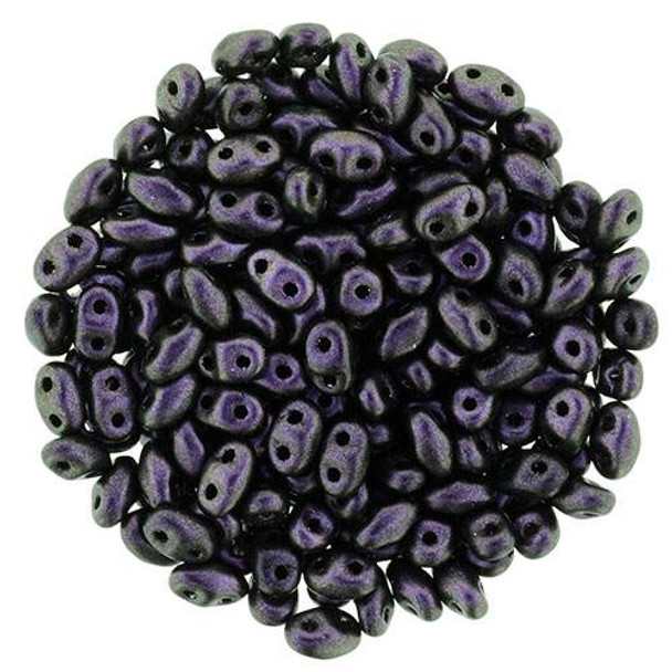 2-Hole MINIDUO 2x4mm Czech Glass Beads POLYCHROME BLACK CURRANT (2.5" tube)