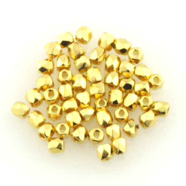 TRUE Firepolish Czech Glass Beads CRYSTAL 24K GOLD PLATED